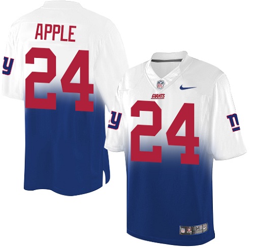 Men's Elite Eli Apple Nike Jersey White/Royal Blue - #24 Fadeaway NFL New York Giants